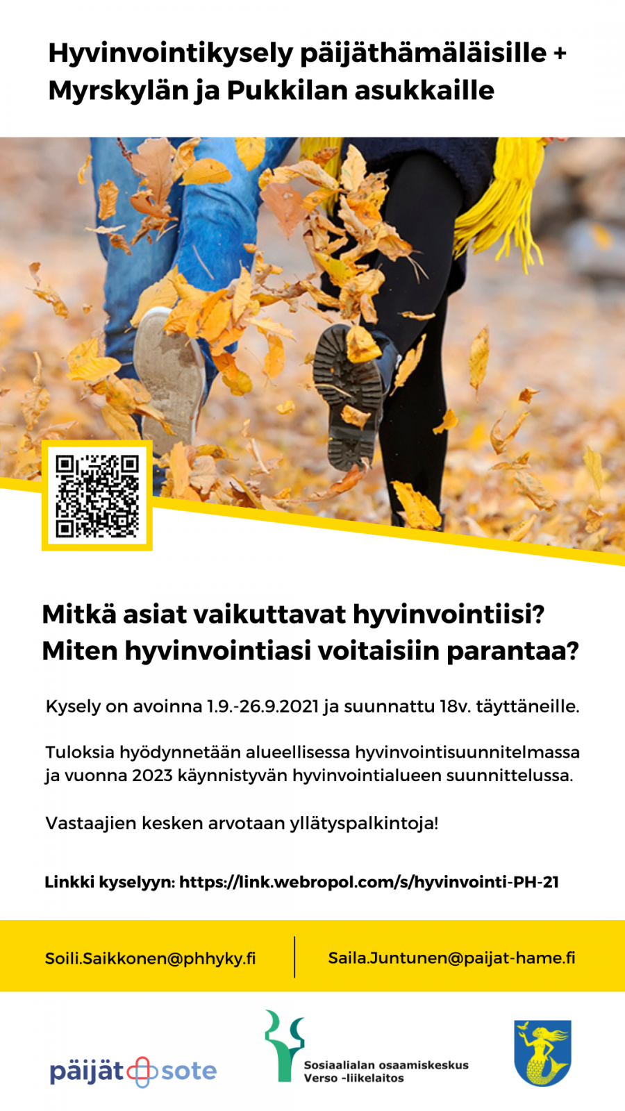 Hyvinvointikysely avoinna 26.9.2021 asti