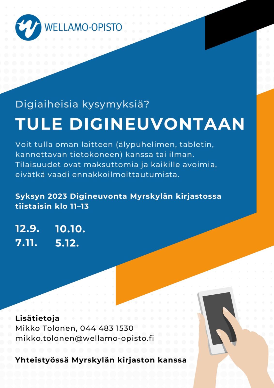 Digineuvonta Myrskylän kirjastossa, syksy 2023