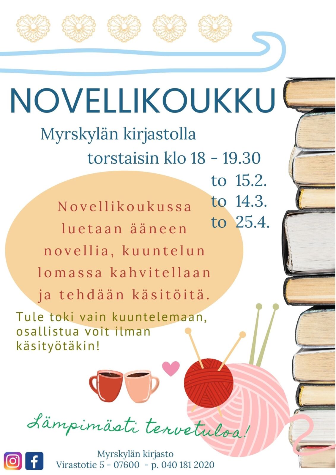 Myrskyisänä tammikuun iltana kirjastossa kokeilemamme Novellikoukku jatkoon!