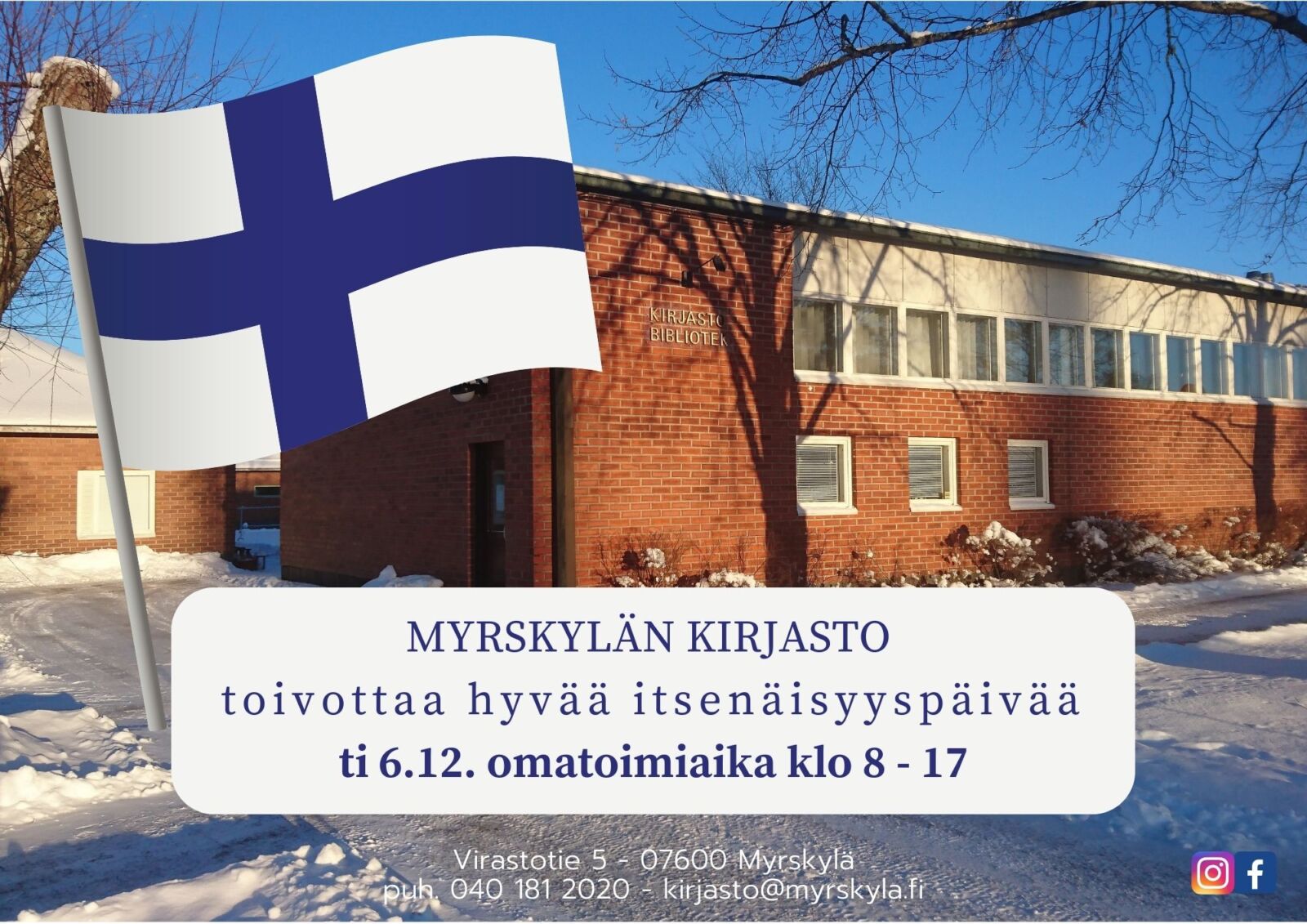 Myrskylän kirjastossa omatoimi 6.12. klo 8 – 17