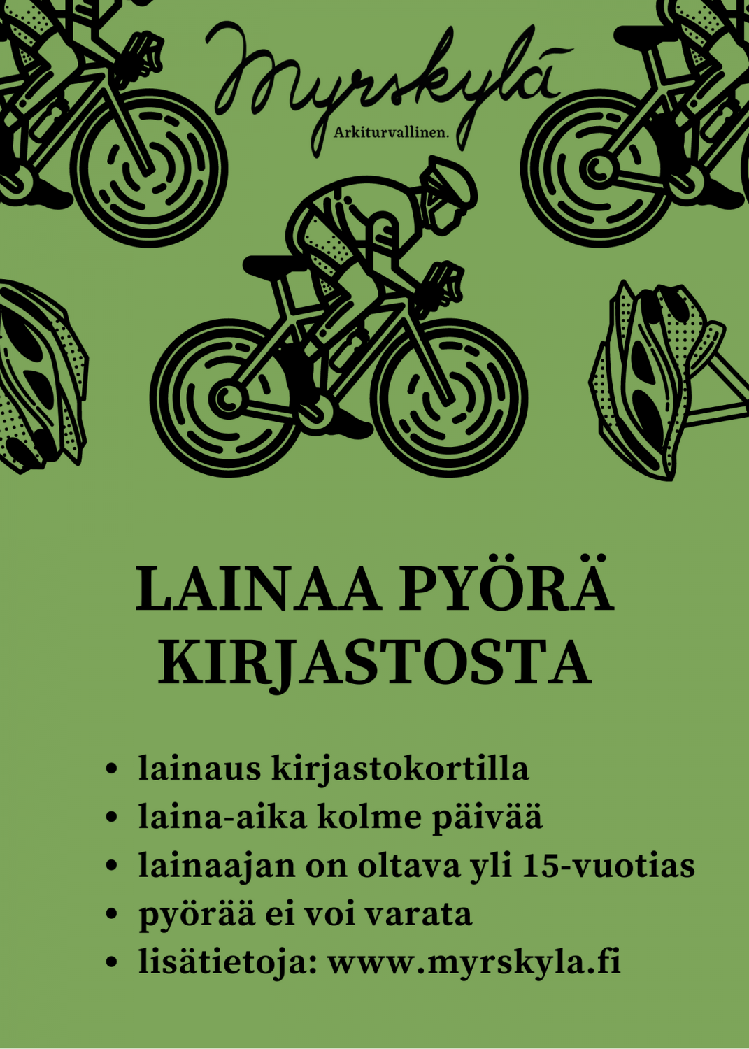Polkupyörien lainaaminen kirjastosta 7.6.-8.8.2021