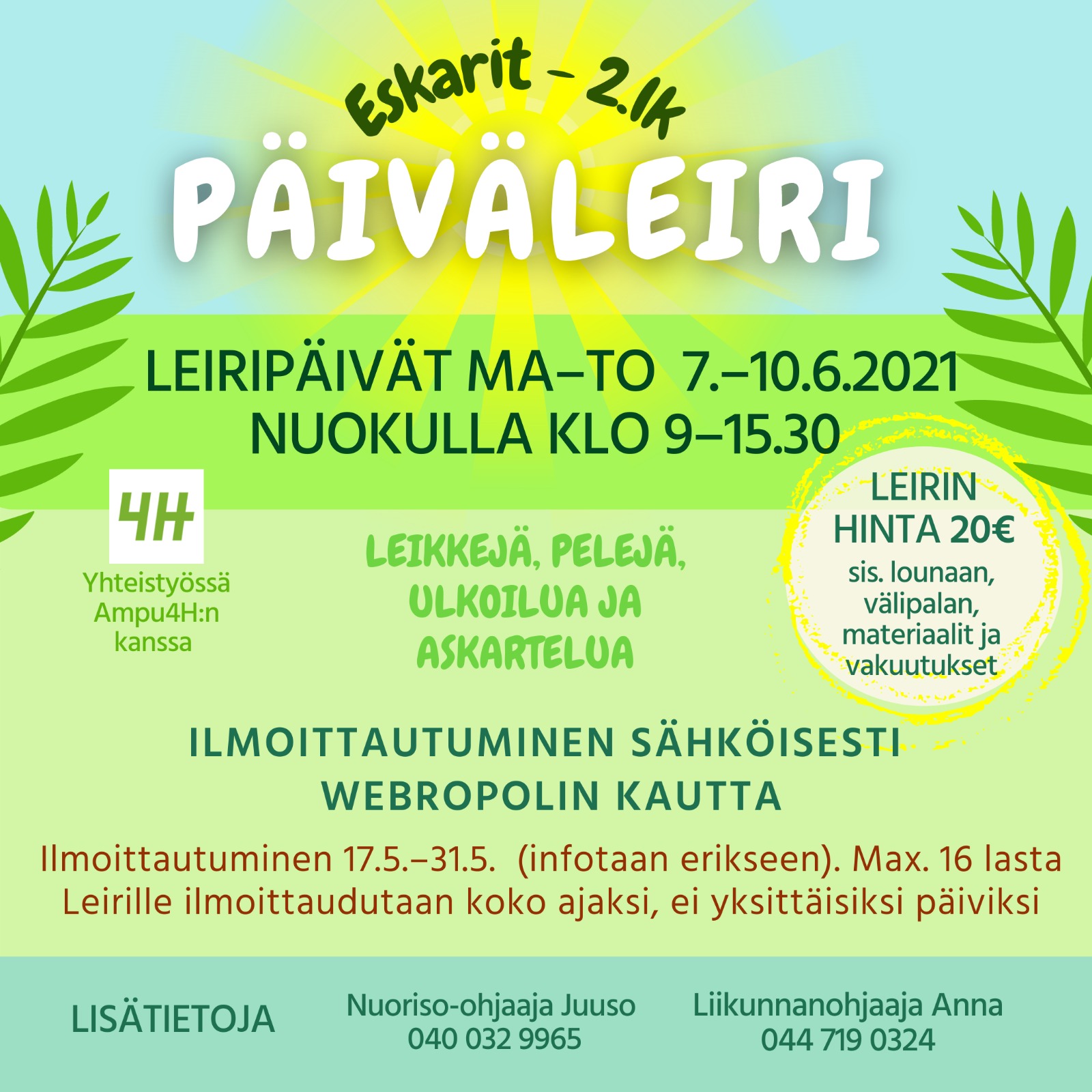 Kesän 2021 päiväleiri